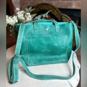 PORTLAND LEATHER Crossbody Bag Purse Tote Handbag REEF Mini Shoulder Green